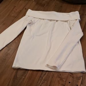JCrew Banana Neck White Top